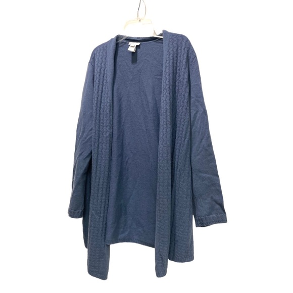 J Jill blue 100% cashmere open front sweater size medium - Picture 1 of 4